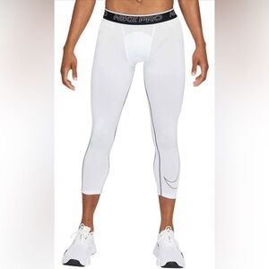 NWT Nike Men's Pro Dri-Fit 3/4 Length White Training Tights (Size Large)